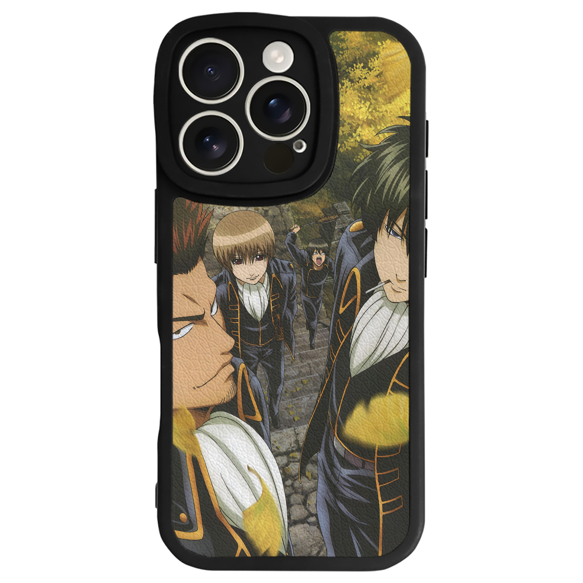 （画像用） ぎんたま 坂田銀時（さかたぎんとき） 神楽 志村新八（しむら しんぱち） GINTAMA Sakata Gintoki Kagura Shimura Shinpachi 【iPhone 16シリーズ対応】シリコンスマホケース（レザー調） 材質：シリコン